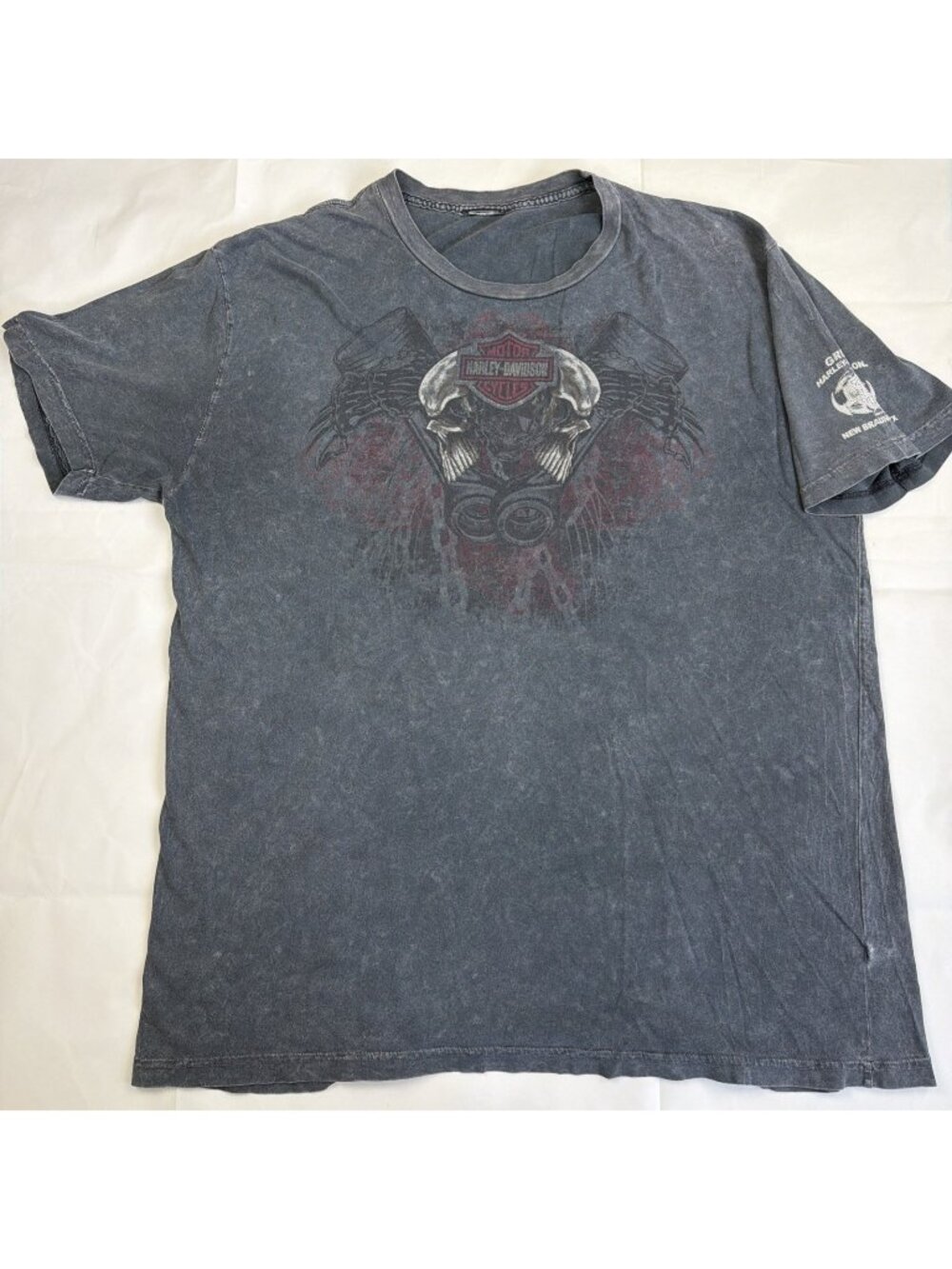 VTG Y2k Affliction Harley Davidson Gruene TX Short Sleeve T-shirt Skull Men's L